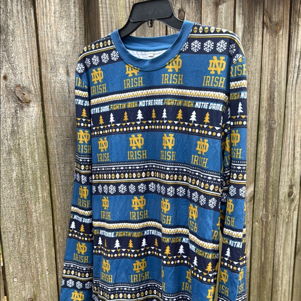 Blue and Gold Irish Patterned Long Sleeve Shirt